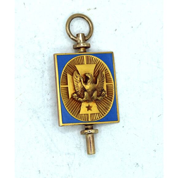 Antique Yellow Gold Filled Watch Fob With Elks Enameled  1955 University of Idaho Gold Filled Enamel Watch Fob